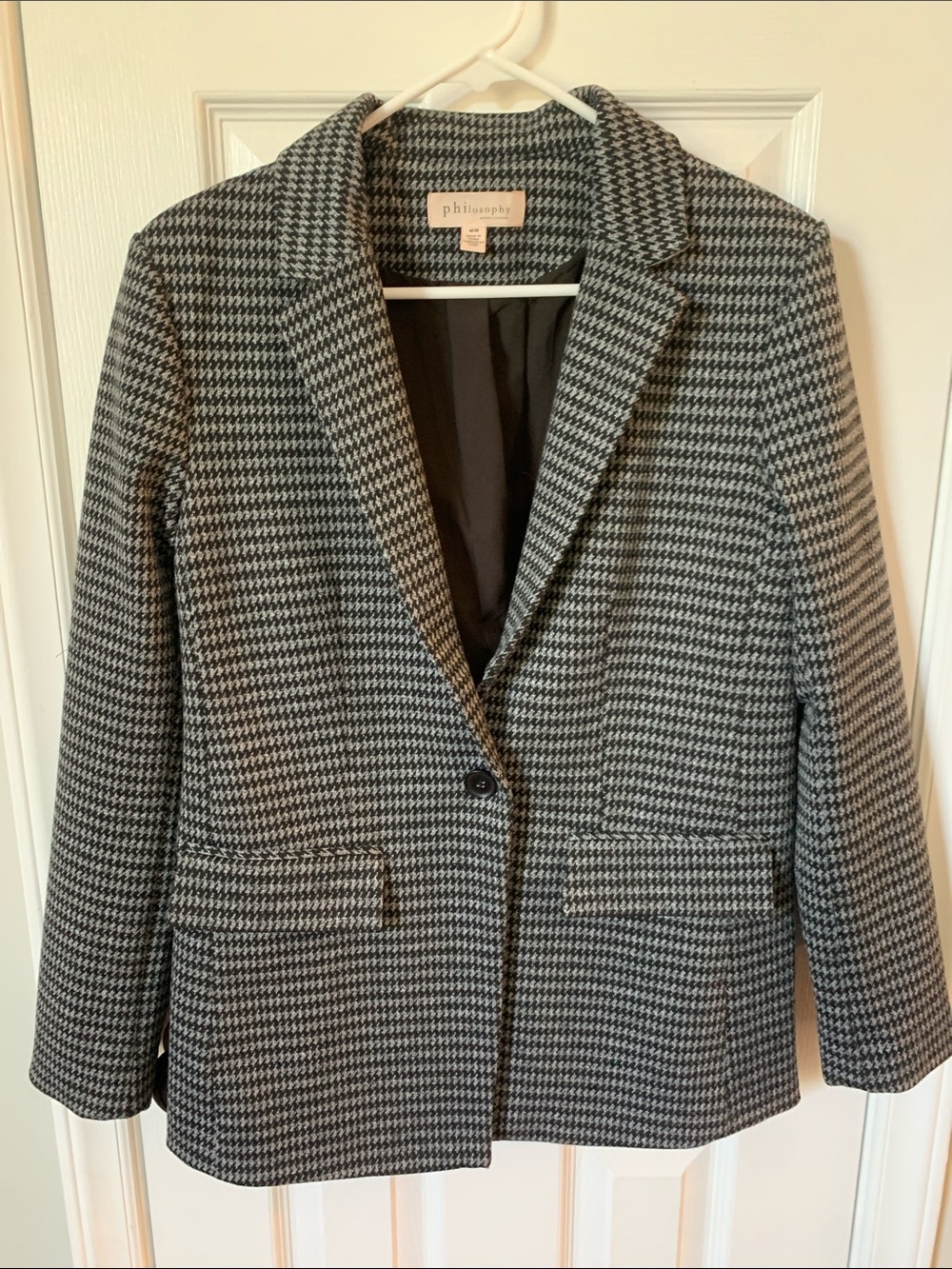 Women’s Philosophy Medium Black & Gray Houndstooth Blazer